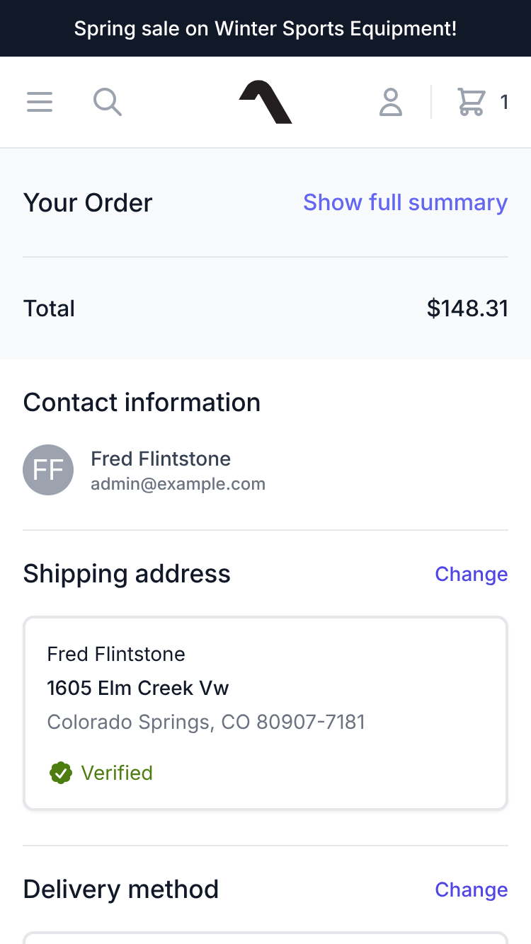 Checkout on a phone